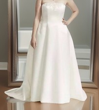 David’s Bridal 9V8835 Wedding Gown Ivory Champagne Beaded Satin Strapless 14W