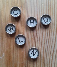 Antique Vintage Old Typewriter Keys Glass Faced Numbers For Jewellery or Crafts