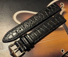 Hirsch 18mm black crocodile grain stunning leather watch band water resistant