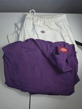 Dickies Scrub Pants Lot of 2 Womens Large Purple White Drawstring