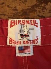 Birdwell Beach Britches Men's Vintage Red USA Made Surf Board Shorts - Medium 