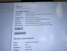 acer travelmate Laptop B114 AMD A4 60GB SSD Bad Screen