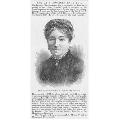 JANE LOFTUS Marchioness of Ely - Antiker Druck 1890