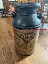 Antique Vintage Metal Milk Dairy Jug Container Can Paramount painted rustic