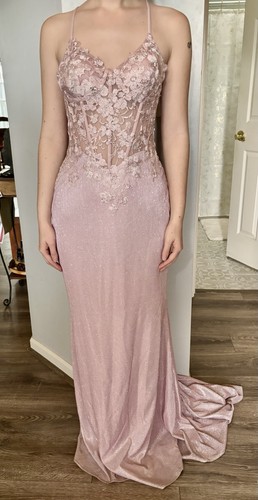 Trendy Mermaid Spaghetti Straps Blush Long Prom Dress With Beading