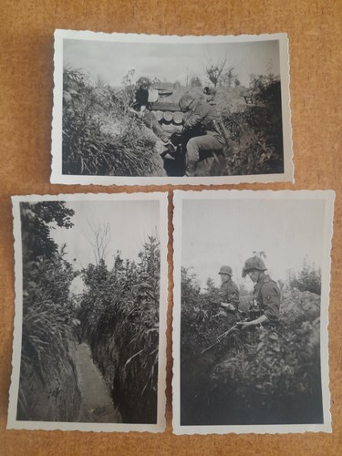 3x Originalfotos Wehrmacht Soldaten in russischen Graben Ostfront 1941 Beute