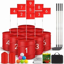 VERVYVINE Golf Bucket Yard Game with 4 Clubs for Adults and Family, 9 Hole Go...