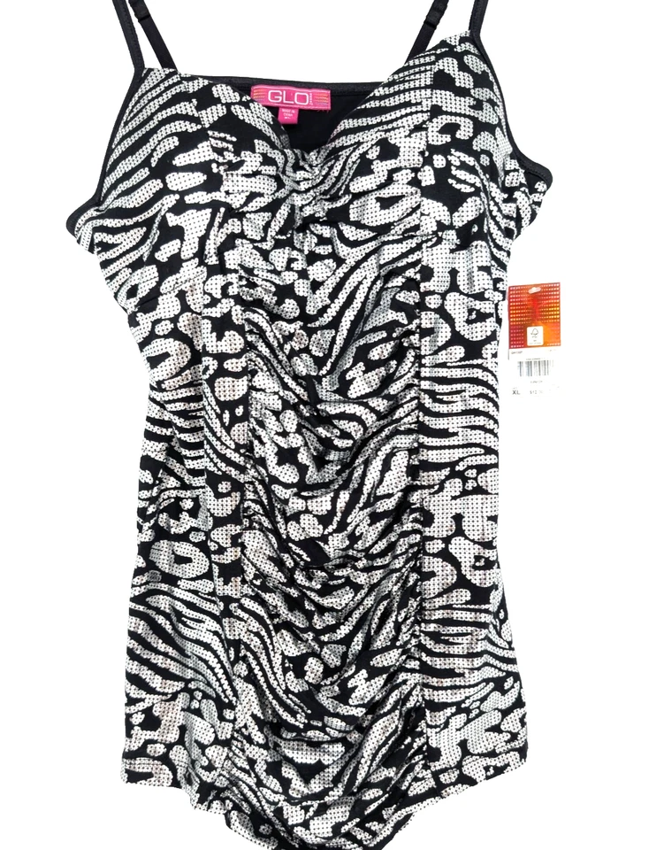 De Colección Y2K Glo Plateado Metálico Estampado Animal Babydoll Acanalado Salir Cami Top XL Foto 3 de 4