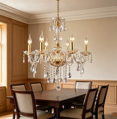 6 Bulbs Kitchen Lamp K9 Crystal Pendant Light Bar Chandelier Light Ceiling Lamps