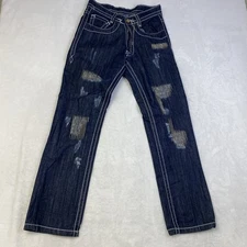 Smoke Rise Men’s Size 30 X 31 Distressed Dagger Blue Jeans Thick Stitch
