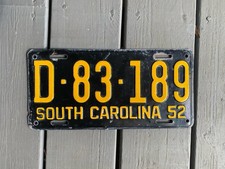 1952 South Carolina License Plate D-83-189 Qu...