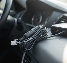 Radar Detector Power Cord, 12V, 11.5 ft, RJ11, Black, LED Indicator