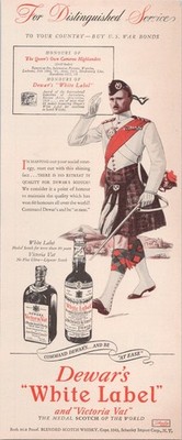 Dewar's White Label 1944 Vintage Print Ad Victoria Vat Scotch Whisky