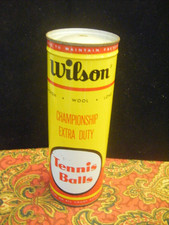 Vintage Tennis Ball Tin Wilson Championship Extra Duty w/ 3 Original White Wool