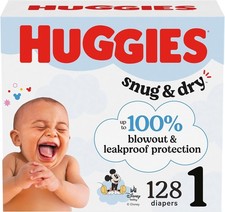 Huggies Snug and Dry Mickey Mouse Unisex Size 1 Disposable Diapers-128 COUNT 0.20 per diaper