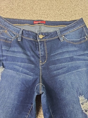 YMI Jeans Womans 18 Blue Denim Tapered Distressed Embroidered Casual Comfort - Picture 3 of 16