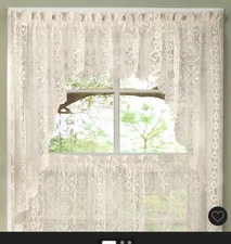 Sweet Home Collection Hopewell Old World Style Lace Curtains-Swag Pair In Cream