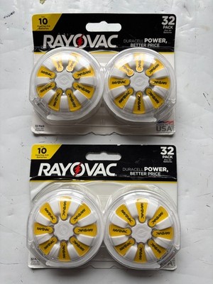 Rayovac Size 10 Hearing Aid Zinc Air Batteries 32x2 Lot of 64 New 6/27 9/27