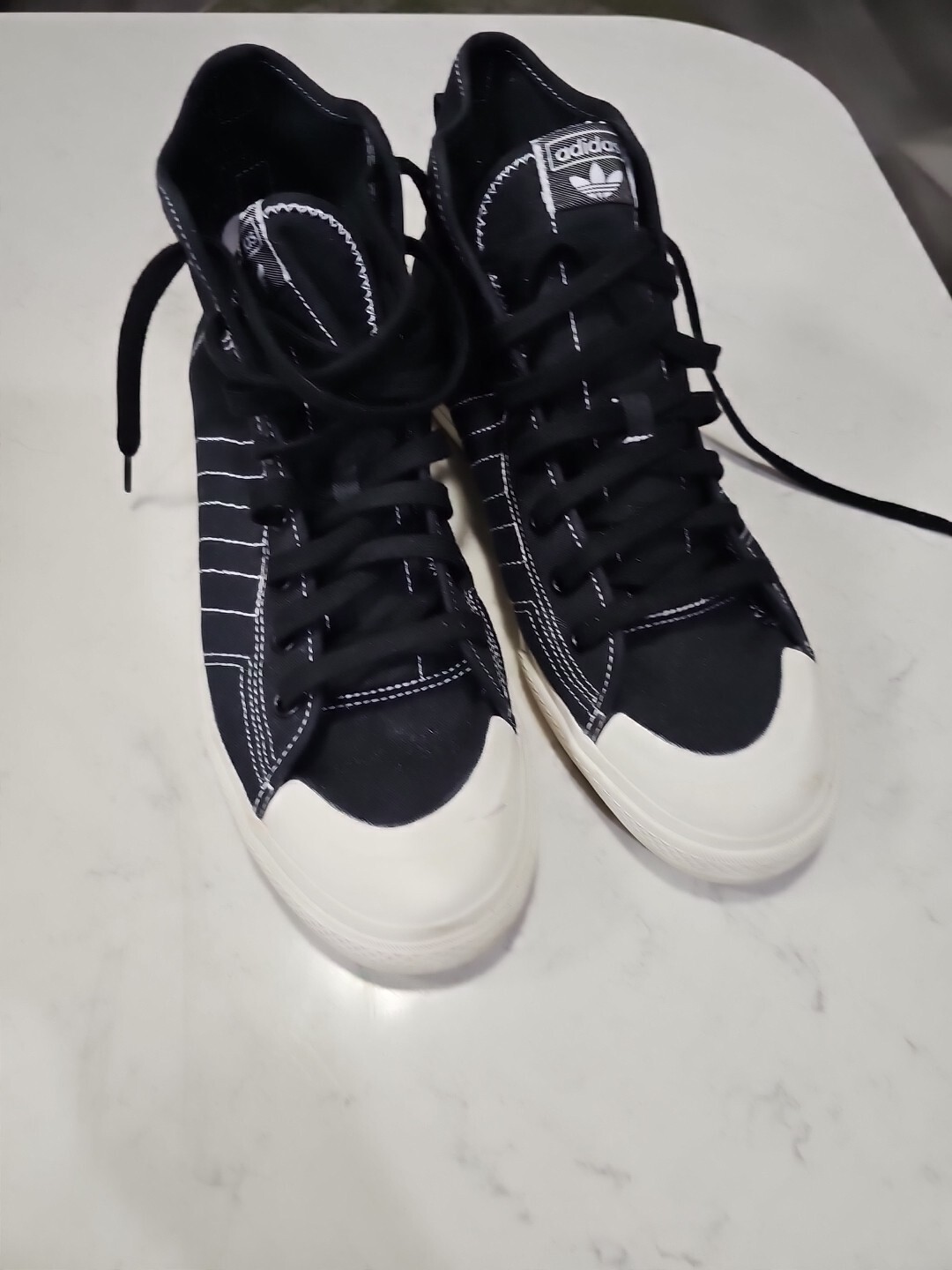 Adidas Originals Mens Nizza Hi RF Core Black / White �?� - Gem