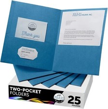 Two-Pocket Folders, Light Blue, 25-Pack, Textured Paper, Letter Size EZ-32520 