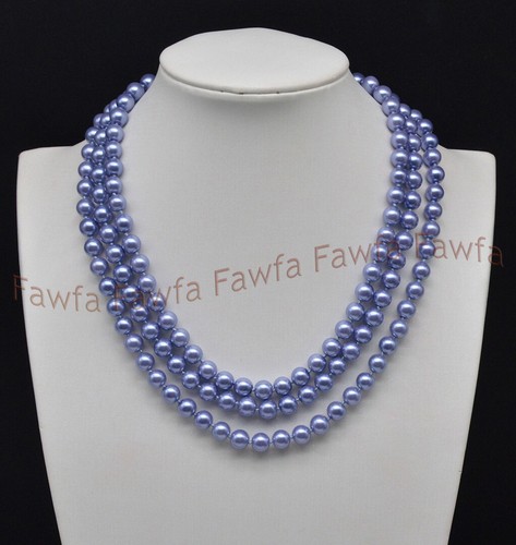 Pretty 3 Rows 8mm Multi-Color South Sea Shell Pearl Round Beads Necklace 18-20'' - Picture 22 of 68