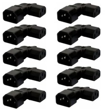  10PACK IEC320 C14 Male to C13 vertical right angle Power adapter Rated 10A 250V