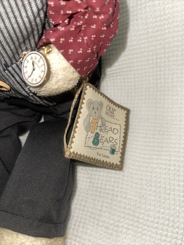 THREAD BEARS OUR SECRET FIRST EDITION STITCH FINANCIAL THEME TEDDY NEWSPAPER - Picture 5 of 9