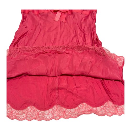 Victoria’s Secret Y2K rosa molto sexy 100% seta pizzo babydoll lingerie media - Foto 7 di 10