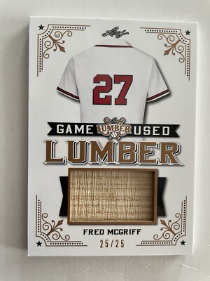 2021 Leaf Lumber #GUL-36 Fred McGriff Game Used Lumber Bat Relic # 25/25