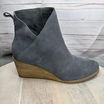 Toms Sutton Womens Boots Size 12 Iron Forge Gray Suede Side Zip Platform New
