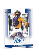2019 Leaf Perfect Game Alek Boychuk Blue Auto Autograph 5/15