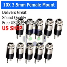 10PCS 3.5mm Female Stereo Audio Jack Connector Panel Mount