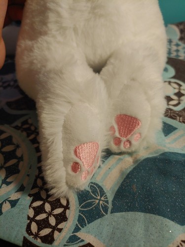 White Cat Stuffed Animal Embroidered Paws - Picture 3 of 3