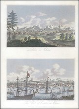 1821 CHINA Ansicht von PEKING - KANTONSHAFEN Original antiker Druck (CT27)