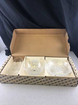 Princess House Highlights In Lead Crystal 3 Piece Set #053 Vintage 1984 KG