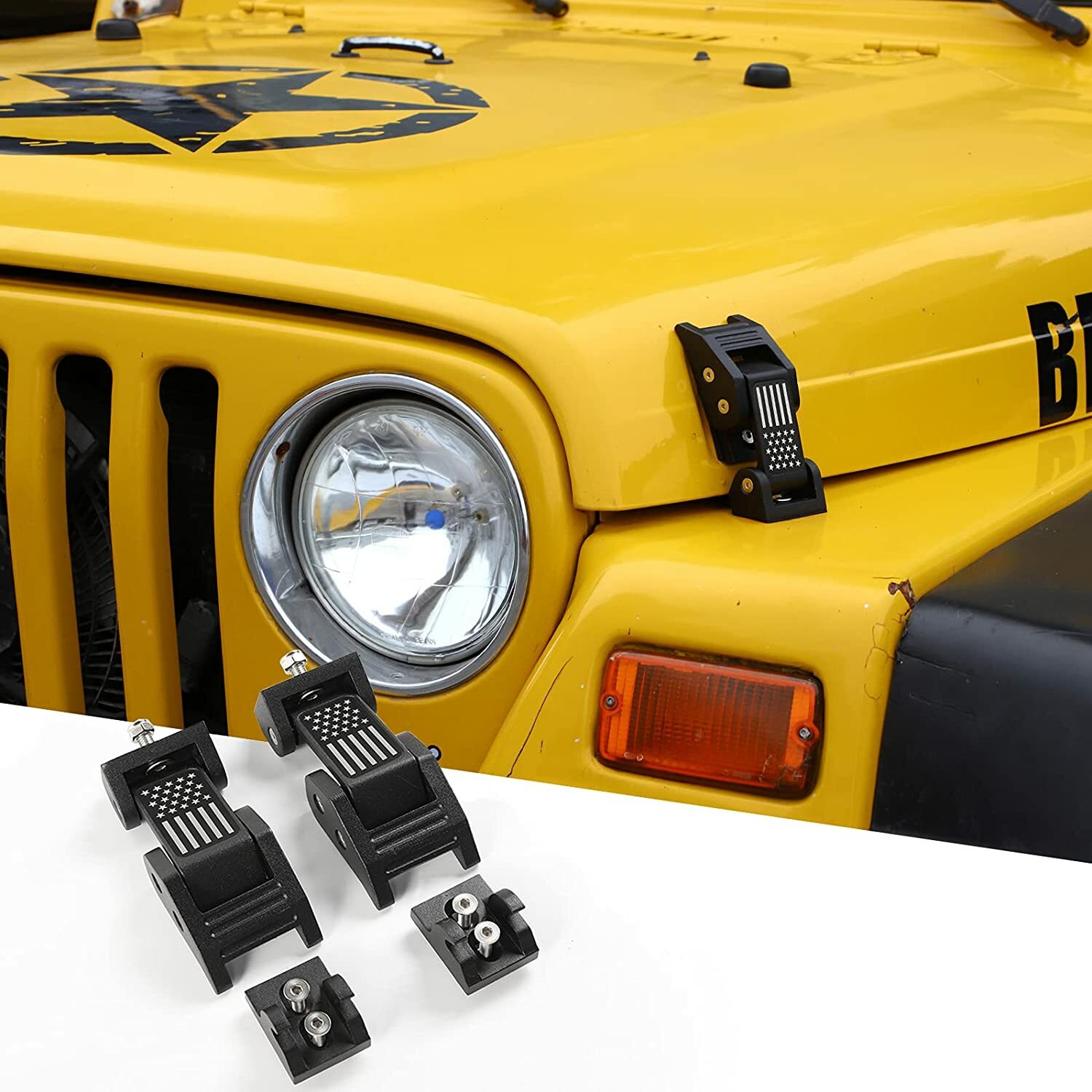 Hood Latches Lock Hood Lock Catch Buckle USA Flag For Jeep Wrangler TJ