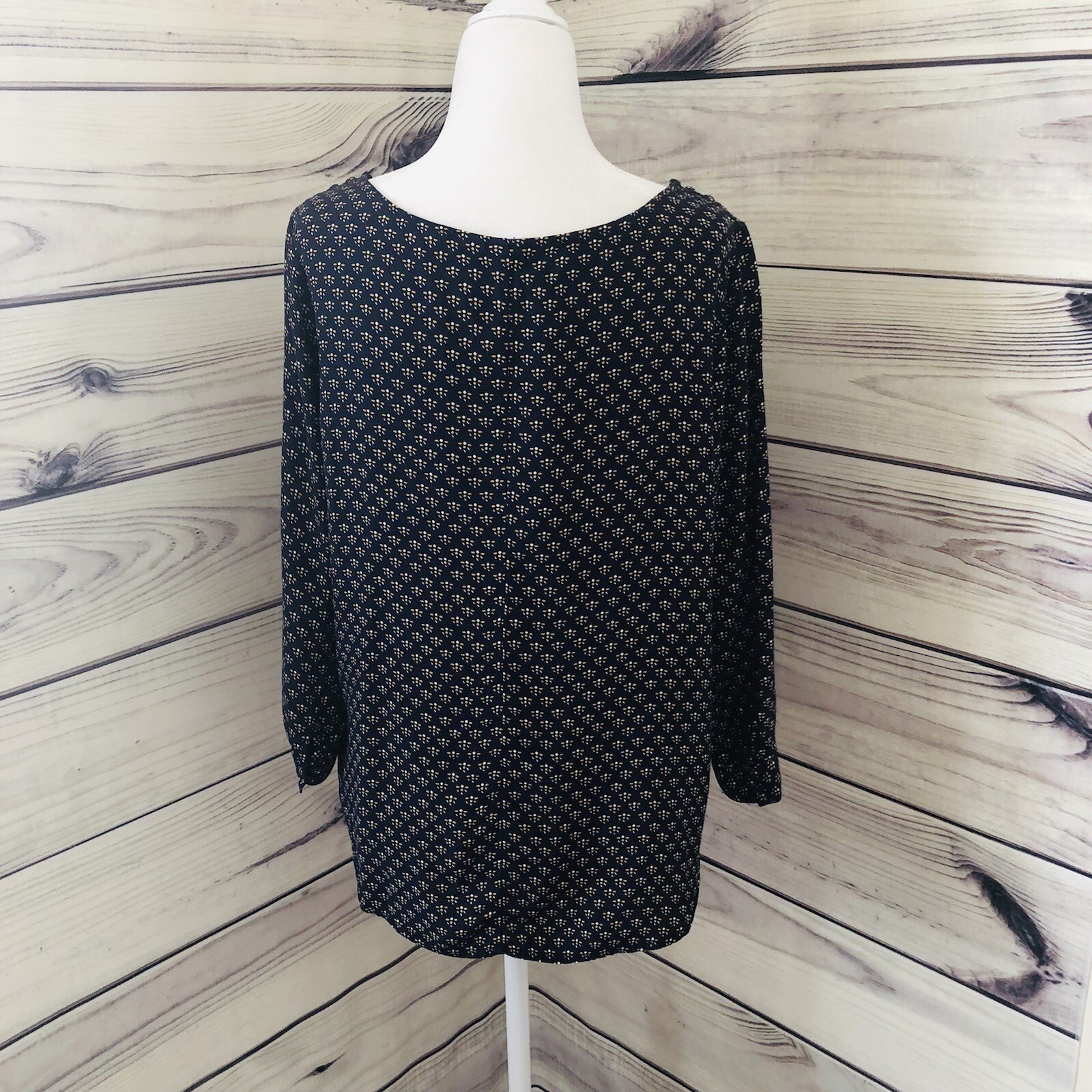 Gap Navy Yellow Patterned Button Shoulder Blouse - image 5