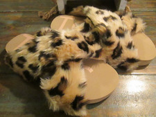 NWOB Toms Susie Spanish Villa Faux Fur Cheetah Slip On Slippers Slides Women's 9