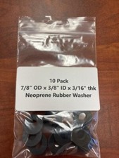 10 Pack Neoprene Rubber Washer 7/8" OD x 3/8" ID x 3/16" Thick