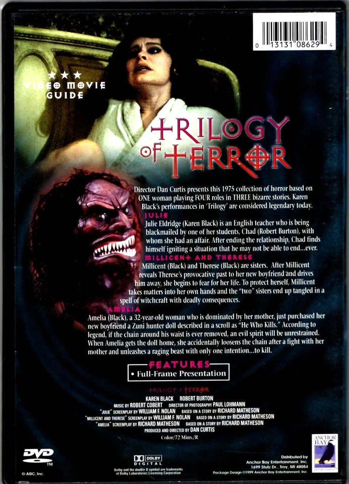 🔥🔥TRILOGY OF TERROR DVD / 1975 / OOP / Anchor Bay w/ Insert / Karen Black🔥🔥 - Image 2 of 3