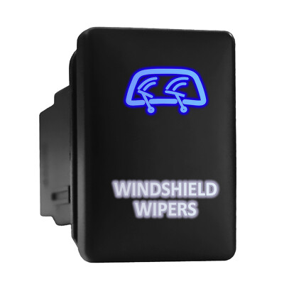WINDSHIELD WIPERS Blue/White LED Short Push Button 1.28''x 0.87'' (Fit: Toyota)