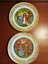 Franklin Porcelain 8" Plates Best Loved Fairy Tales Red Riding Hood, Hansel Gr