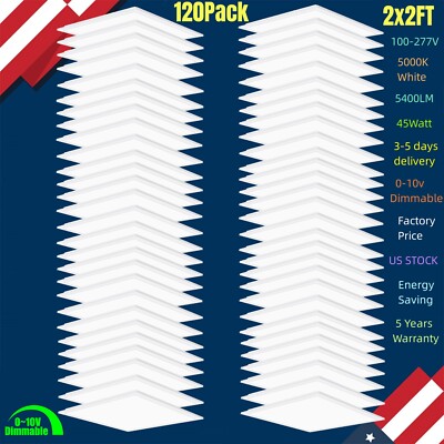 2x2 LED Backlit Flat Panel Light, 5000K, 45W, 100-277VAC Drop Ceiling LED Lights