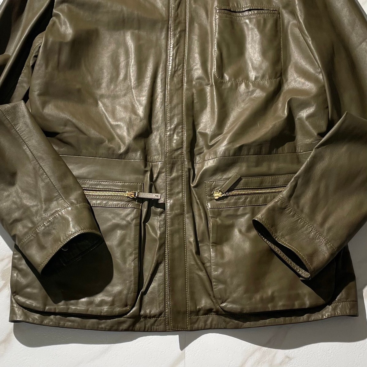 GIORGIO ARMANI イタリア製 lamb leather ARMANI COLLEZIONI Lamb Leather Jacket Riders Size:50 (XL