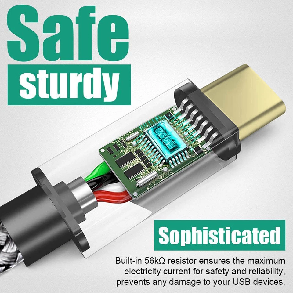 15cm 1m 2m Braided Type C to USB Type A 3.1 short 3A USB-C Male Data Cable S22+ - Image 4 of 4