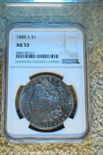 1888-S MORGAN DOLLAR NGC CERTIFIED AU--53 GREAT KEY DATE DOLLAR!  #325