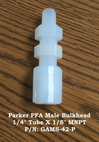 Parker Bulkhead Adapter Straight Male 1/4" Tube X 1/8" MNPT P/N: GAMS-42-P - Picture 1 of 4