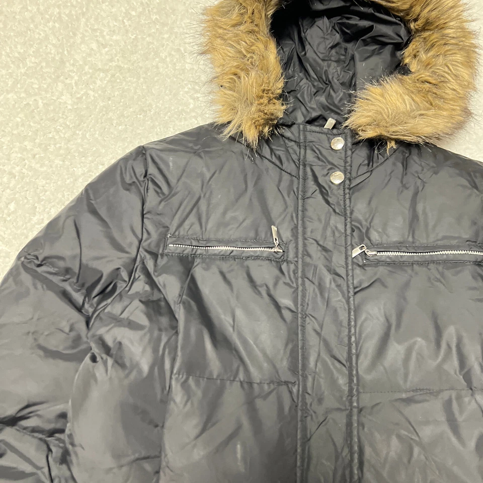 Chaqueta Michael Kors Mujer Mediana Negra Acolchada Abrigo Abombado Piel Sintética Parka Foto 4 de 4