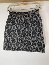 Guess Georges Marciano Denim Skirt Lace Print SZ 27 VTG 80s 90s Faded