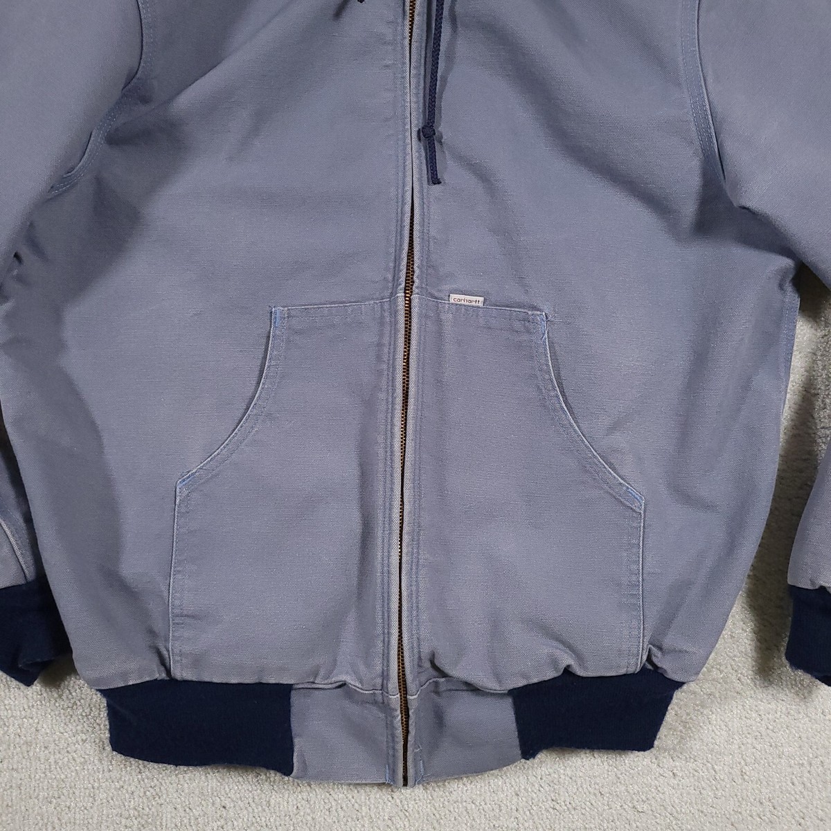 Vtg 80s Carhartt Hooded Work Chore JR118 Jacket Blue Mens LT Vtg 80s Carhartt Hooded Work Chore JR118 Jacket Blue Mens LT
